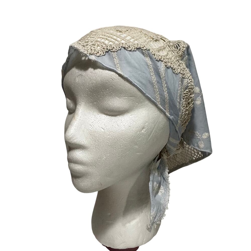 House of Harlow 1960 bandana head scarf cotton & crochet lace boho hippie chic